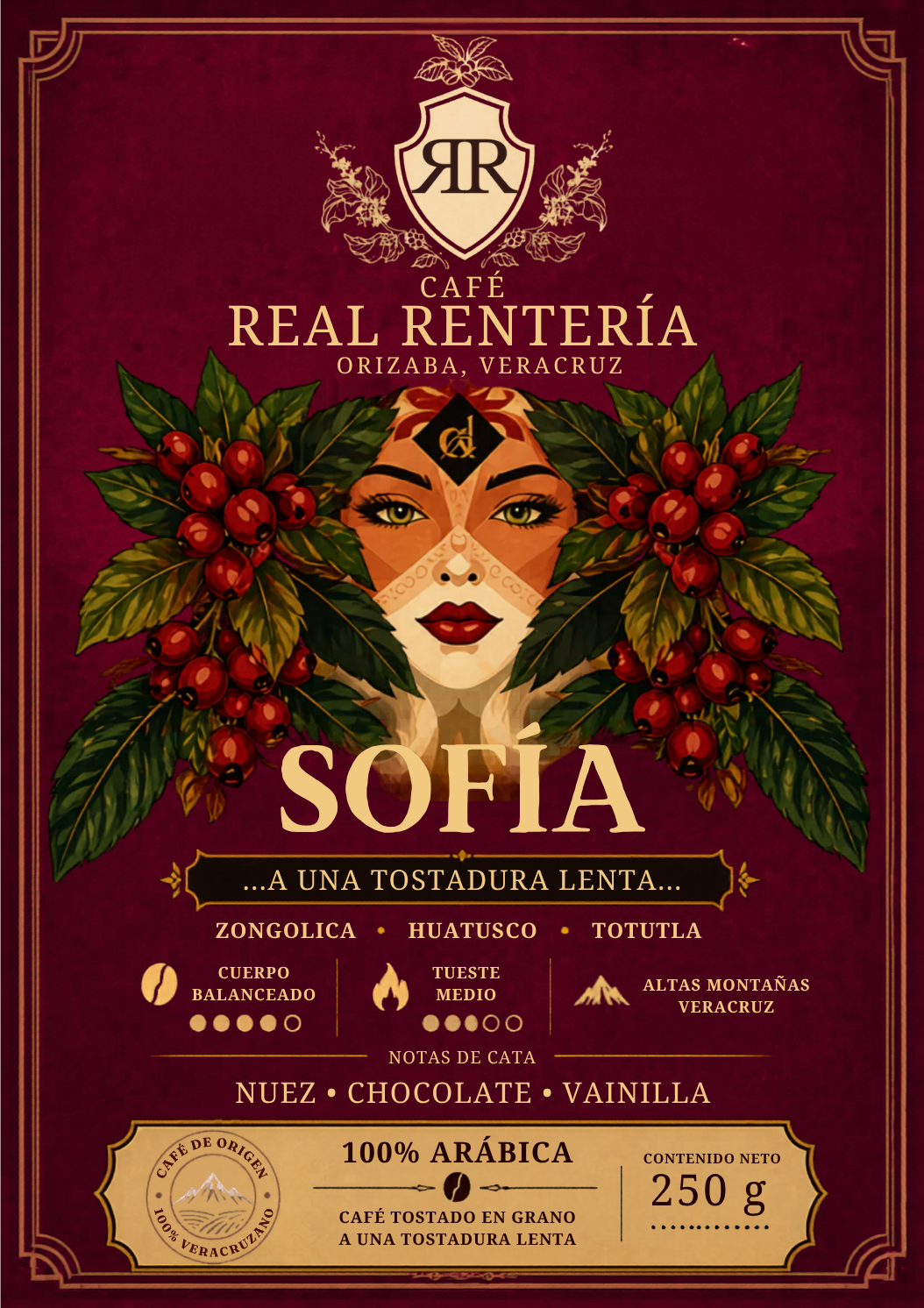 Etiqueta de café Sofía de Café Real Rentería